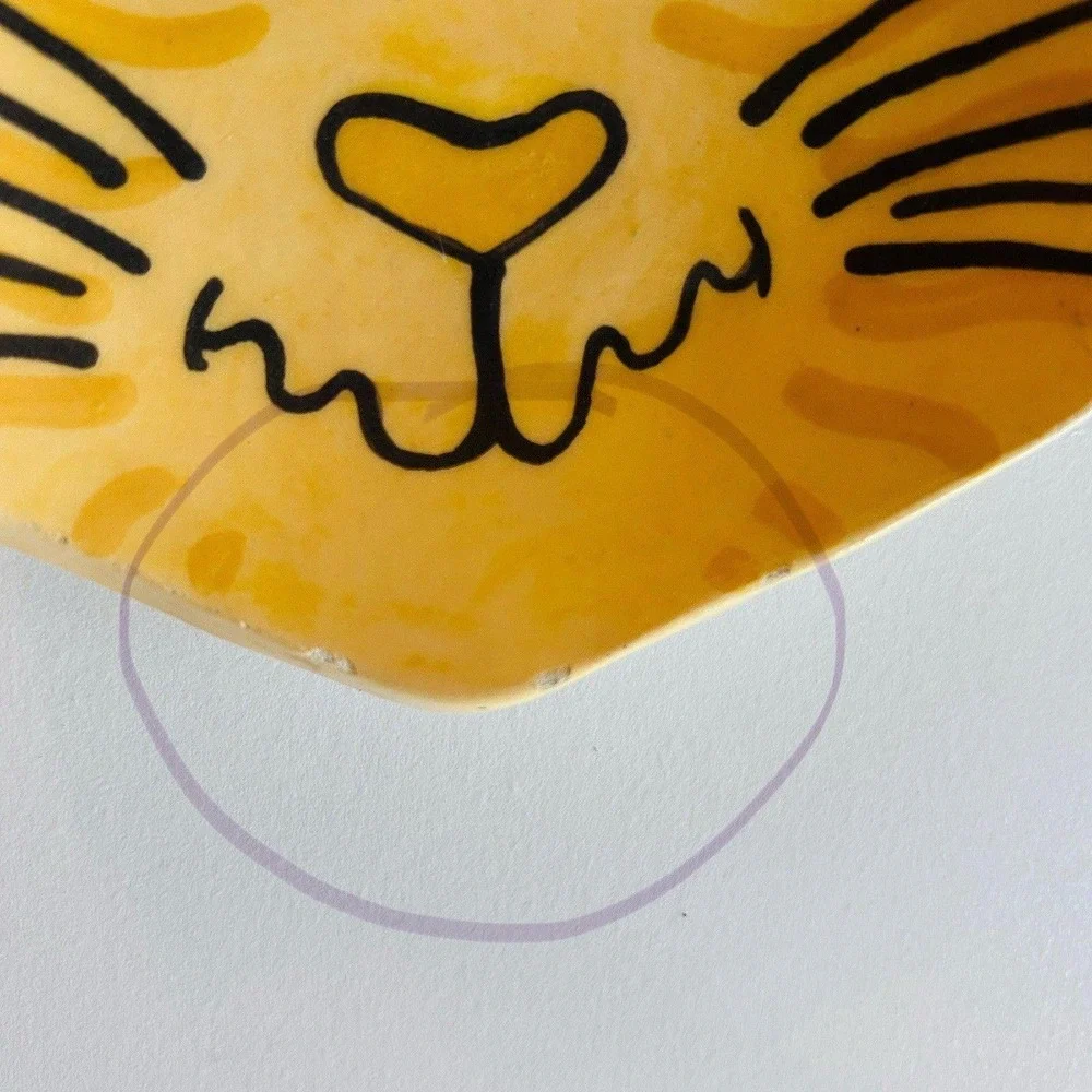 Cat Spoon Teabag Rest Handmade Hand Painted Pottery Vintage Signed J M Moore